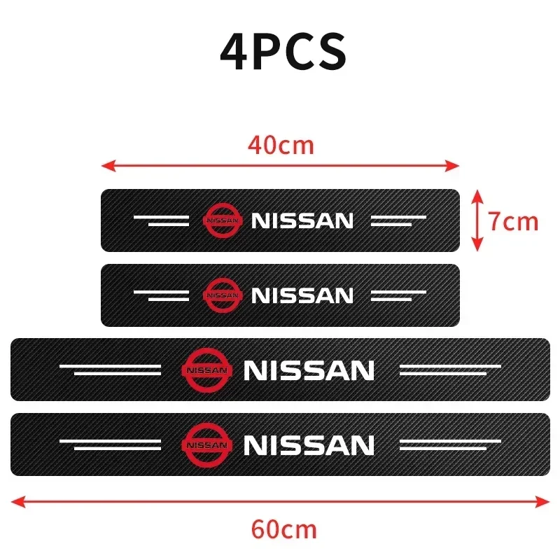 4Pcs/set Carbon Fiber Car Door Sill Threshold Protector Logo Stickers For Nissan X-trail Qashqai Note Juke Sentra Patrol Navara