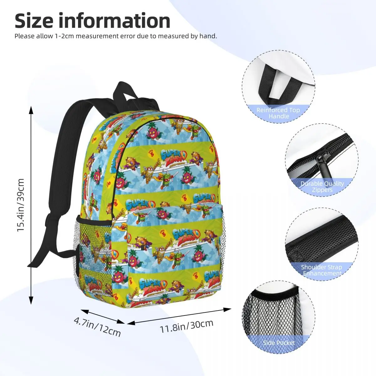 Super Zings Cartoon Backpack Student Boys Girls BookBag Men Women School Bag Laptop Shoulder Bags