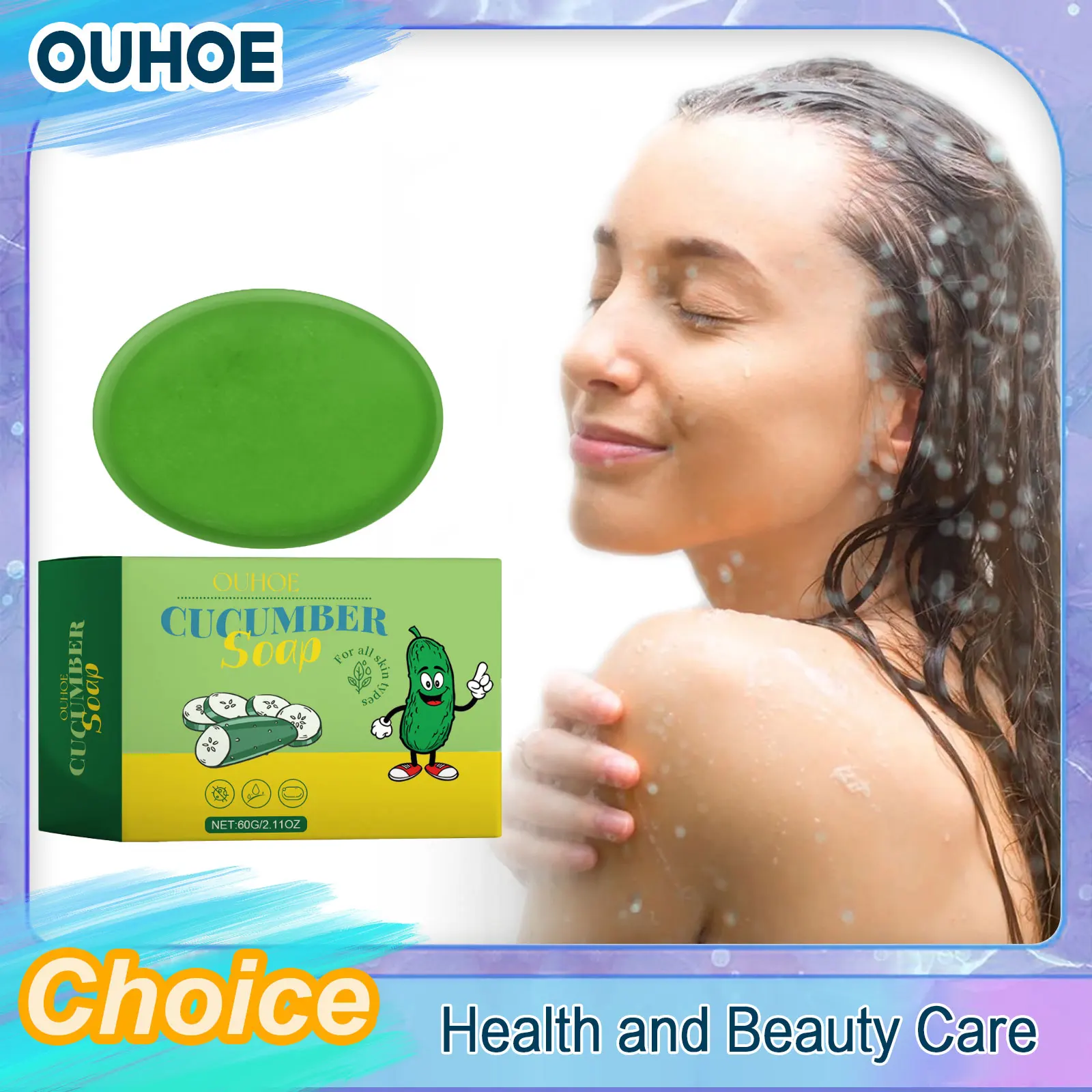 Body Brightening Soap Reduce Fine Lines Deep Cleaning Pore Blackhead Removal Oil Control Moisturize Glow Face Wash Cucumber Soap