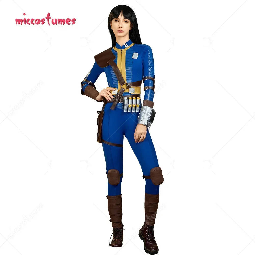 Miccostumes Women's Fallout Cosplay Accessory Belt Set Shoulder Armor and Belt with Wrist Guards Knee Guards