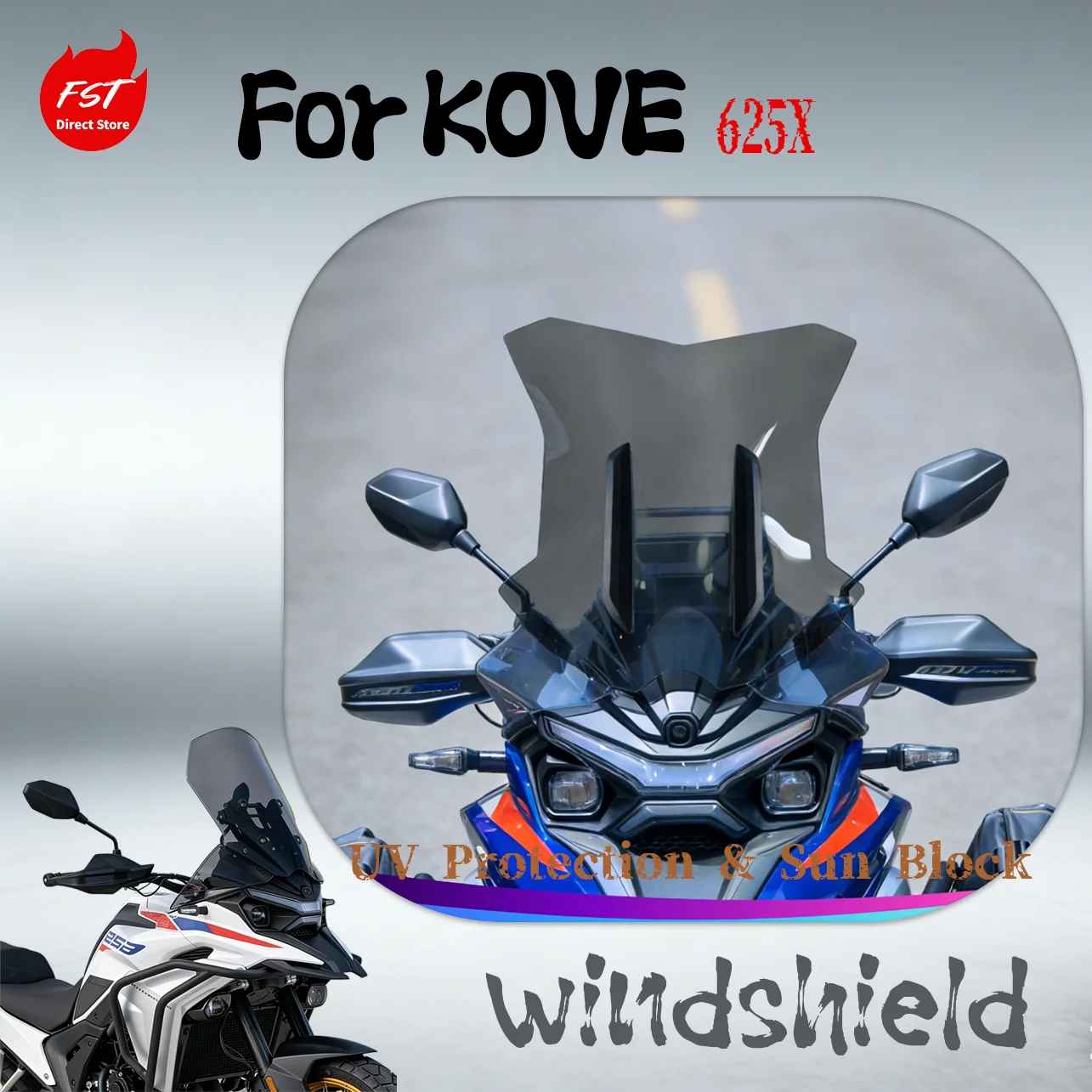 

Extended Front Wind Screen for KOVE 625X, Heightened & Widened, Reduce Wind Noise Touring Parts