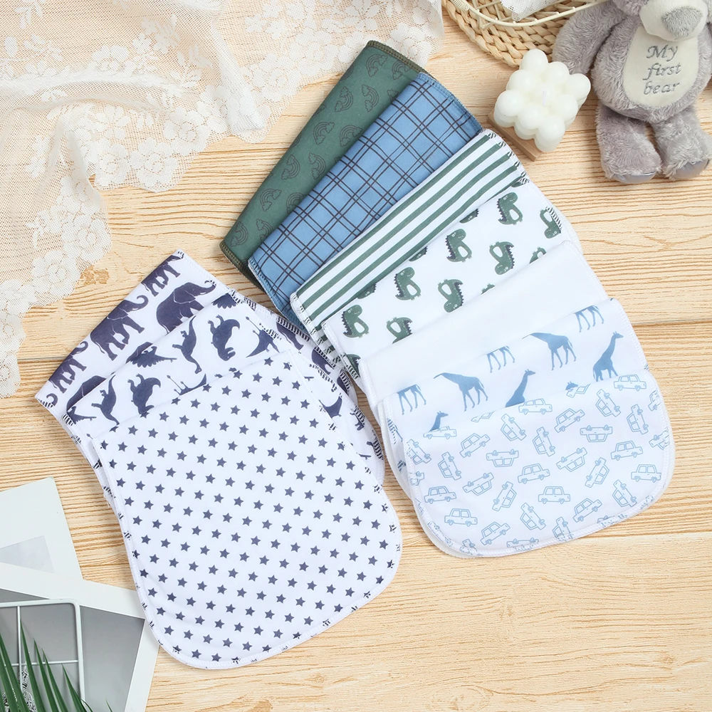 

Burp Cloths Baby Boys - 10-Pack Super Absorbent Burping Cloths for Babies, Soft & Plush Newborn Spit Up Rags, Curved Design