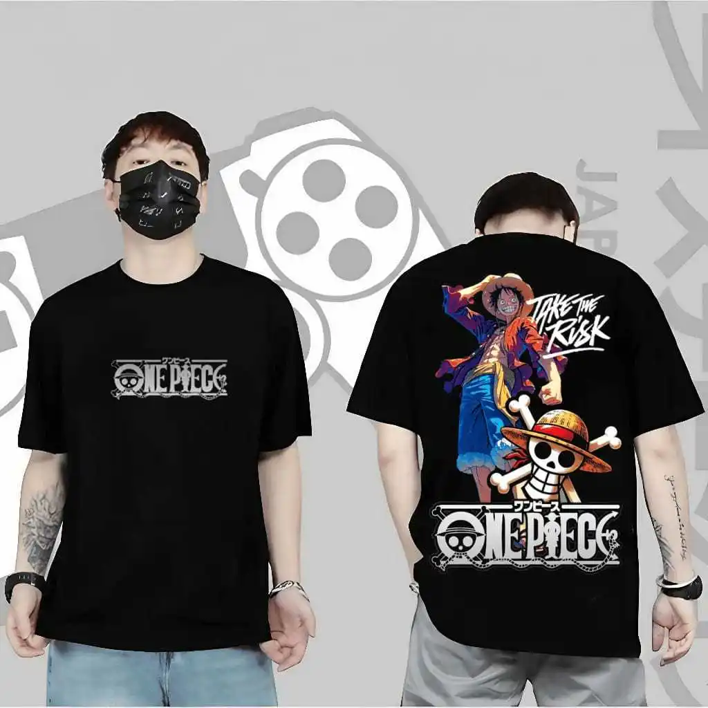 BAJU DISTRO ONE PIECE TAKE THE RISK Camiseta COTON PINTADO 30s/Top de manga corta Última/Última camisa temática