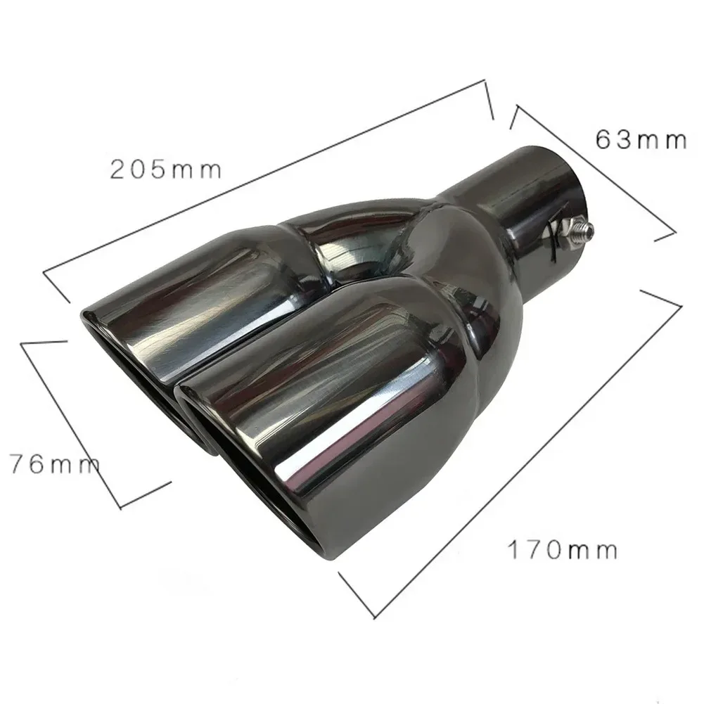 Universele 63mm Auto Inlaat Dubbele Vat Achter Uitlaat Tip Uitlaat Zwart Titanium Uitlaat Rvs Auto accessoires
