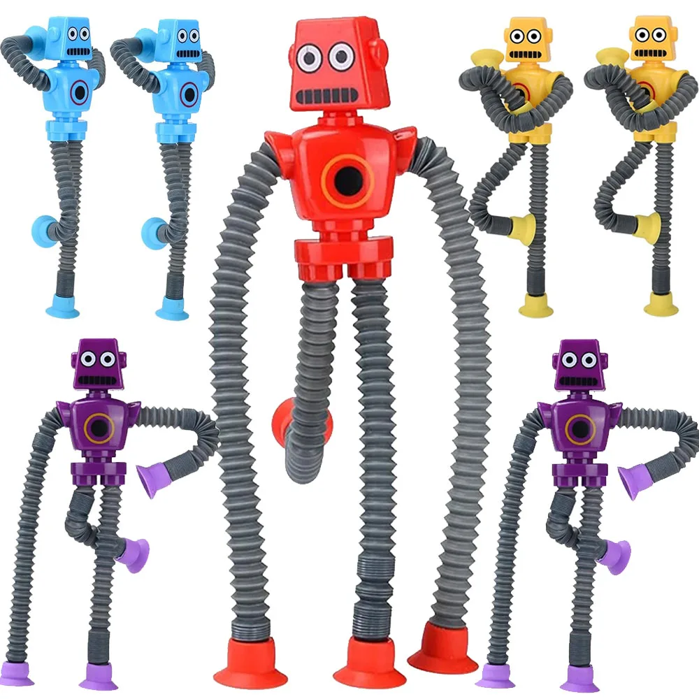 Telescopic Suction Cup Funny Robot Toy,Decompression Toy Robot Party Favors,Christmas Birthday Carnival Prize for Boys and Girls