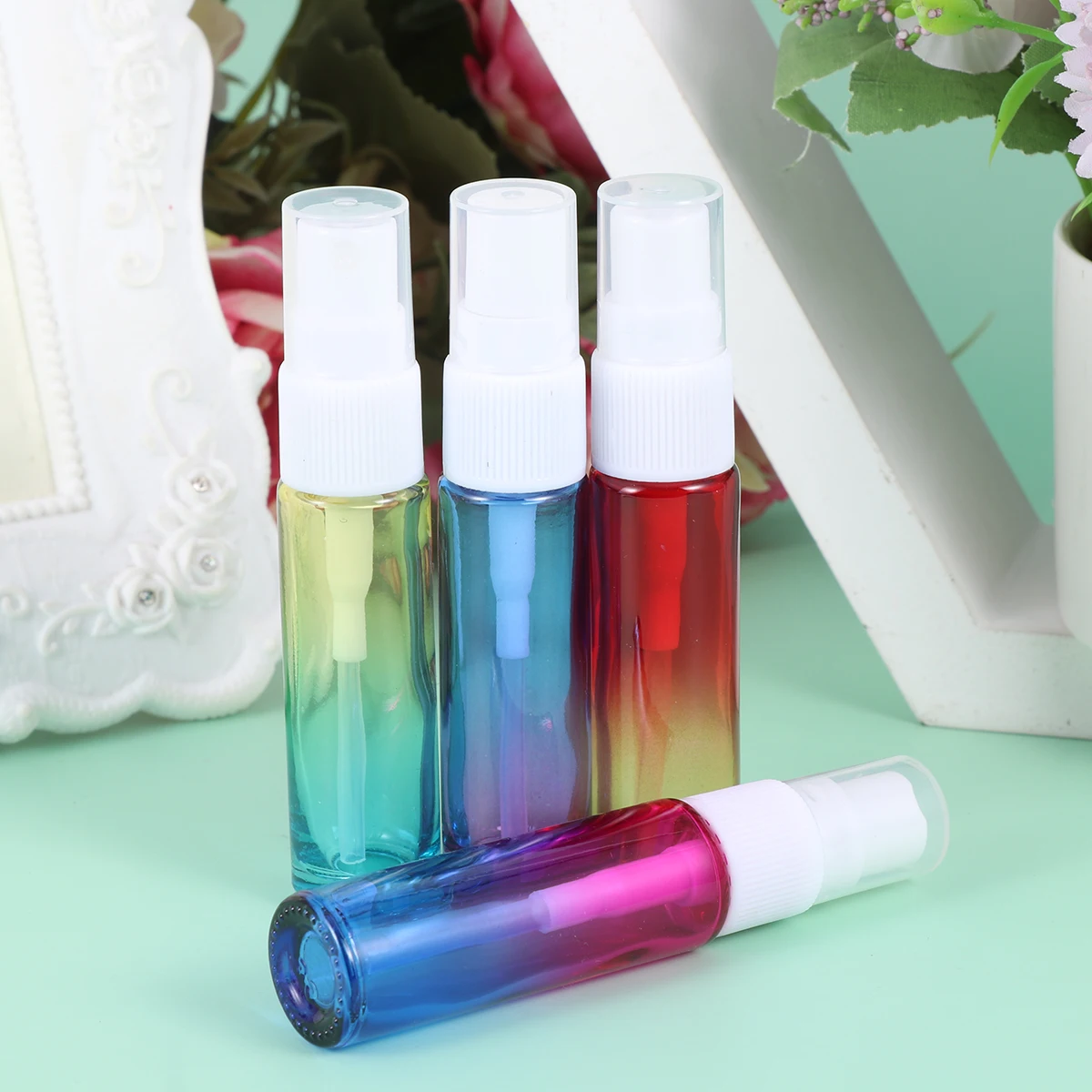 9 قطع 10 مل زجاجة رذاذ رذاذ للسفر قابلة لإعادة الملء حاوية عطر زجاجية محمولة مدمجة بخاخ زيت أساسي سائل #4