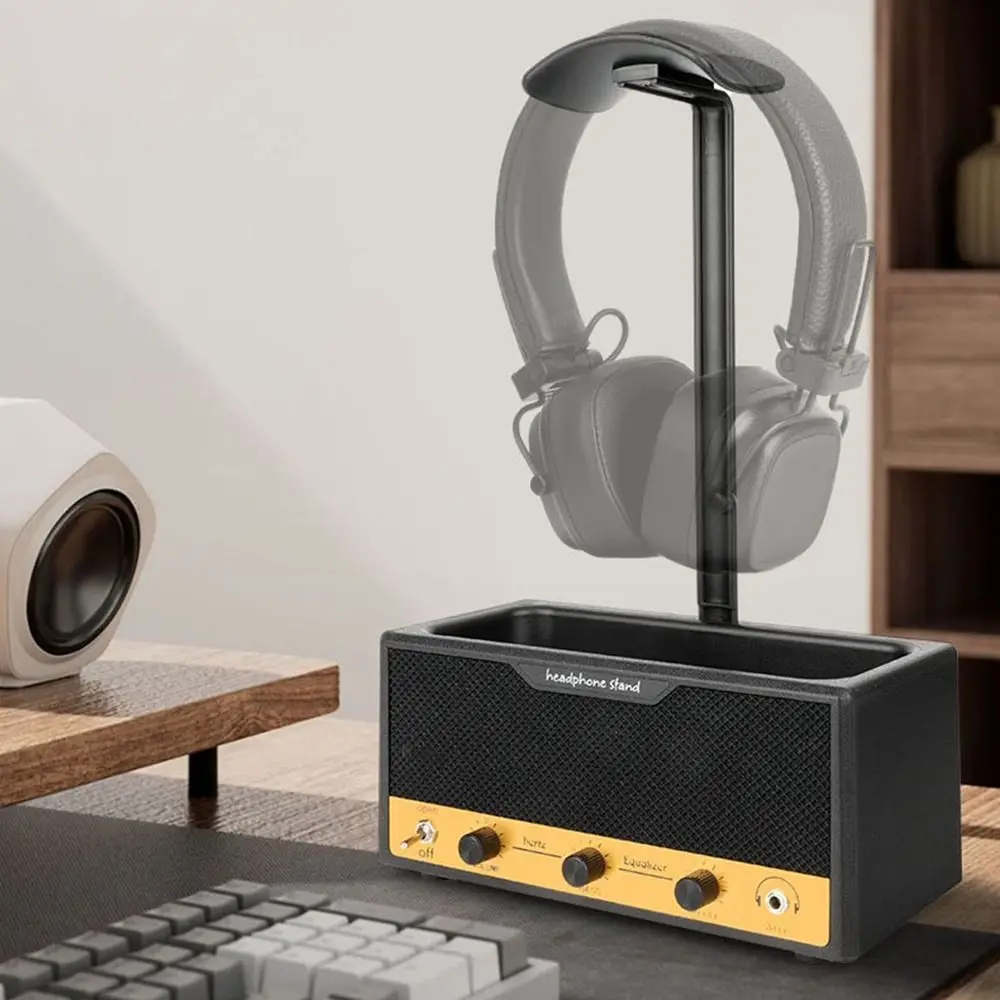 Metal Speaker Earphone Display Stand Space Saving Wide Curved Design Headphone Stand Decorative with Supporting Bar