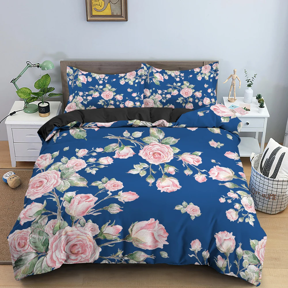

Beautiful Flowers Pattern Bedding Set Polyester Luxury Floral Duvet Cover Set Single Twin King Queen Size Quilt Cover Home Decor