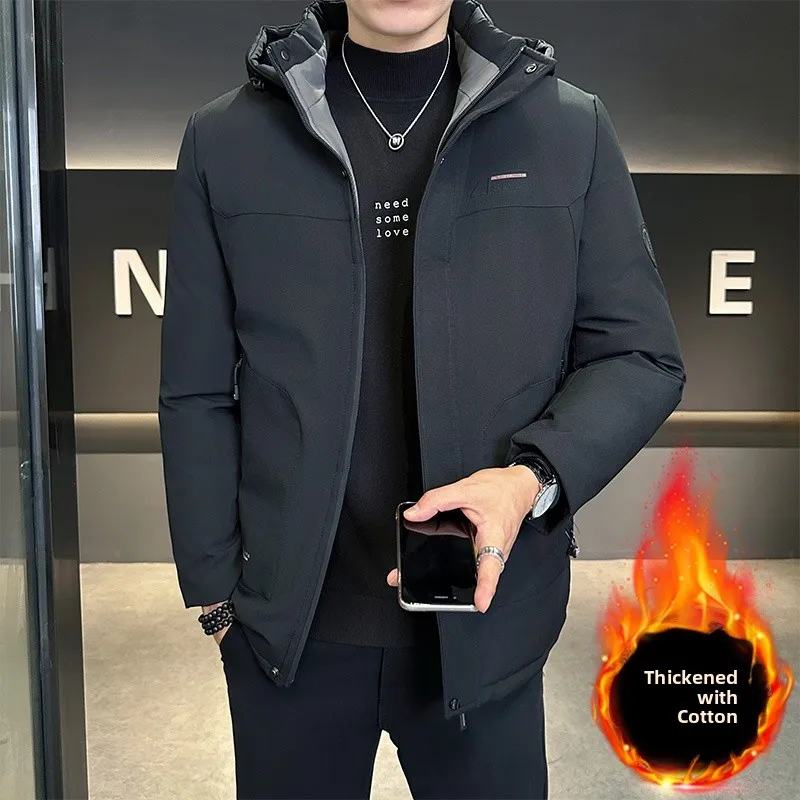 

Мужская куртка с капюшоном, весна 202, новая корейская версия, высококачественная ветрозащитная уличная универсальная длинная куртка на молнии с фей-подкладкой...