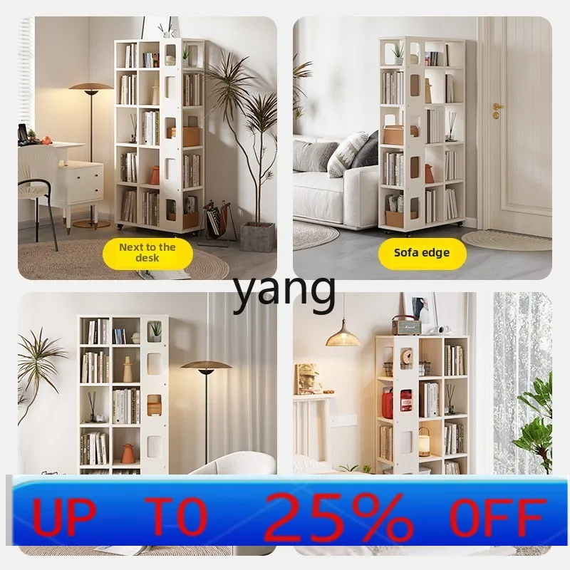 

Ltt all solid wood mobile bookshelf with wheel bookcase Internet celebrity storage household living room wall narrow cabinet