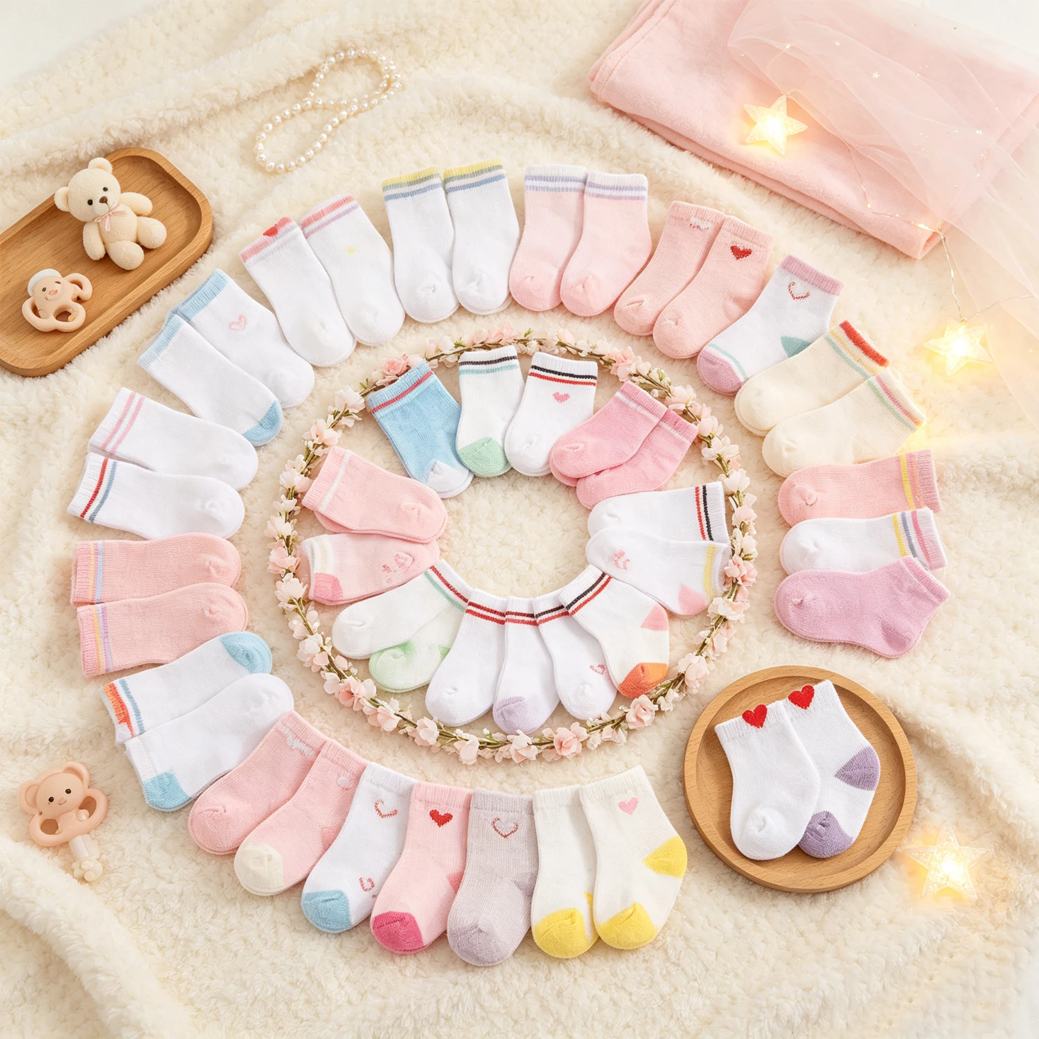A Pack 10 Pairs Doll Socks Cute Solid Heart Stripe Ankle Socks Doll Accessories For 18