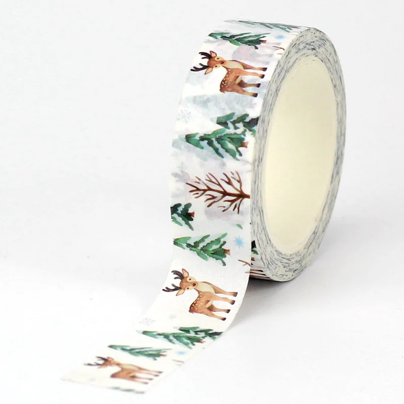 Wholesale 10pcs/Lot Decorative Reindeer and Trees Christmas Washi Tapes for Scrapbook Planner Masking Tape Cute Stationery