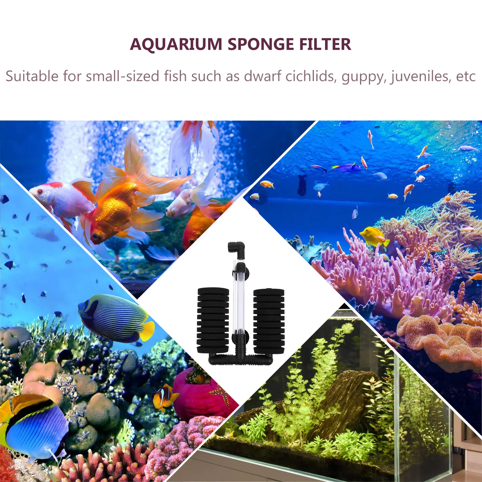 

1pc Aquarium Sponge Filter Fish Tank Dual Biochemical Water Filter Air Tube Durable Suction Cup Easy Clean For Hydroponics