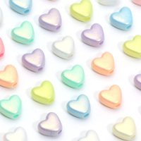 100pcs 7x8mm Shiny Colors Love Heart Beads Acrylic Loose Spacer Beads For Jewelry Making DIY Bracelet Necklace Accessories