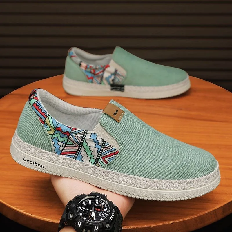 

2025 Mens Shoes Flat Canvas Shoes for Men Fisherman Linen Cloth Loafers Summer Men's Sneakers Sneakers Male Casual Shoes Man1