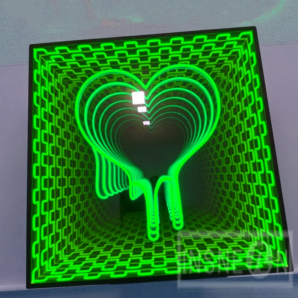 Custom 3D Infinity Mirror Light Box Sign Business Neon Personal Design Signage LED Acrylic Letters Outdoor Illuminated Wall Logo