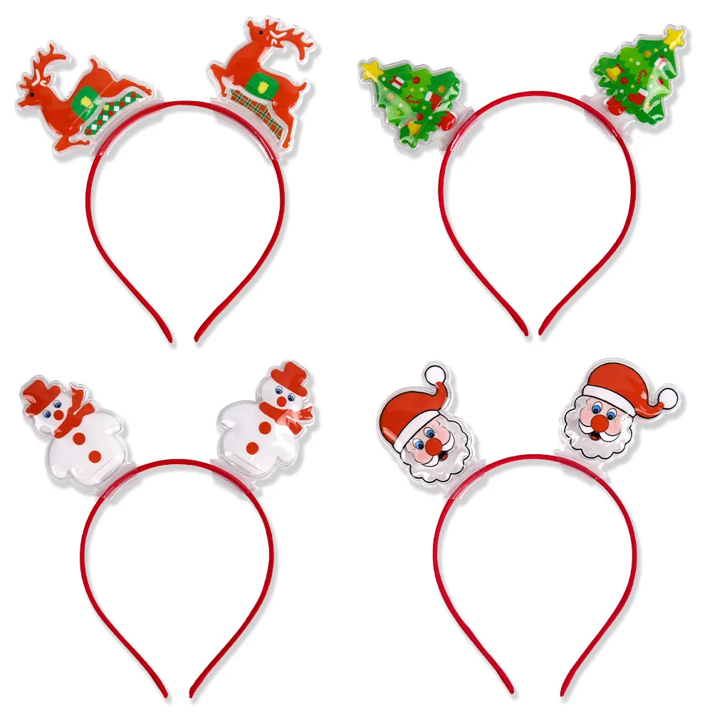 Cross-Border New Christmas Quicksand Headband Headwear Children Adult Party Decoration Supplies Elk Snowman Headband Head Buckle