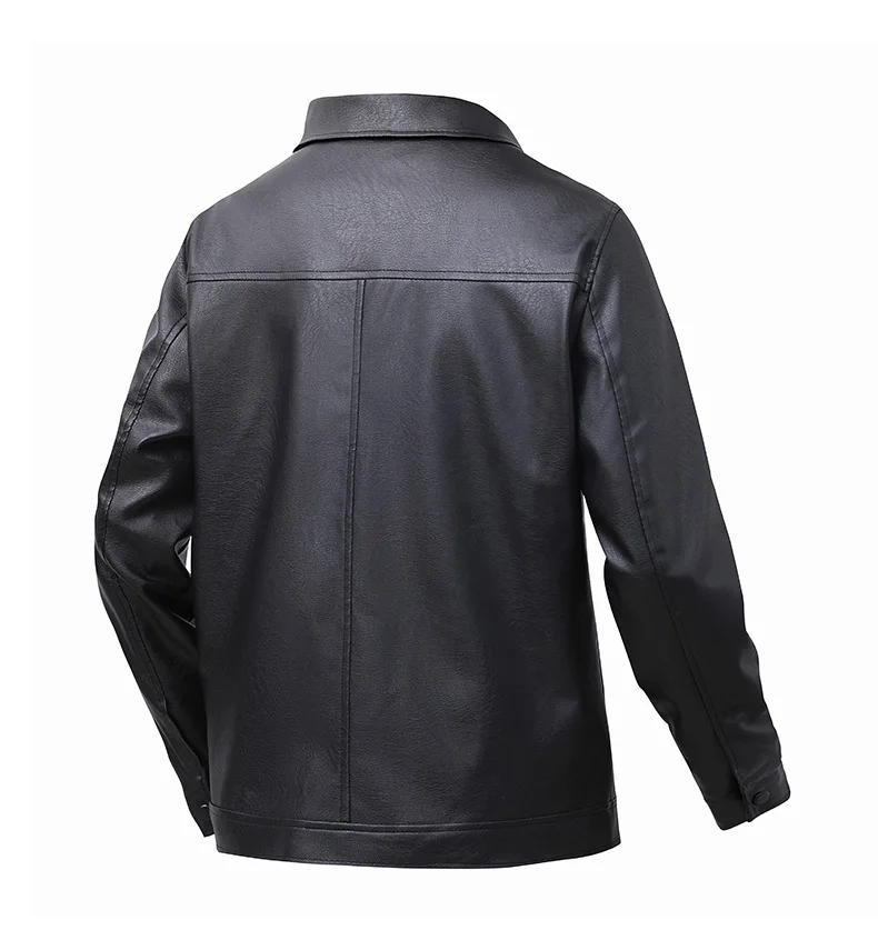 2025 New Men's Artificial Leather Jacket Autumn Winter Men's Elegant Casual Loose Lapel Windproof Jacket Coats Tops Streetwear