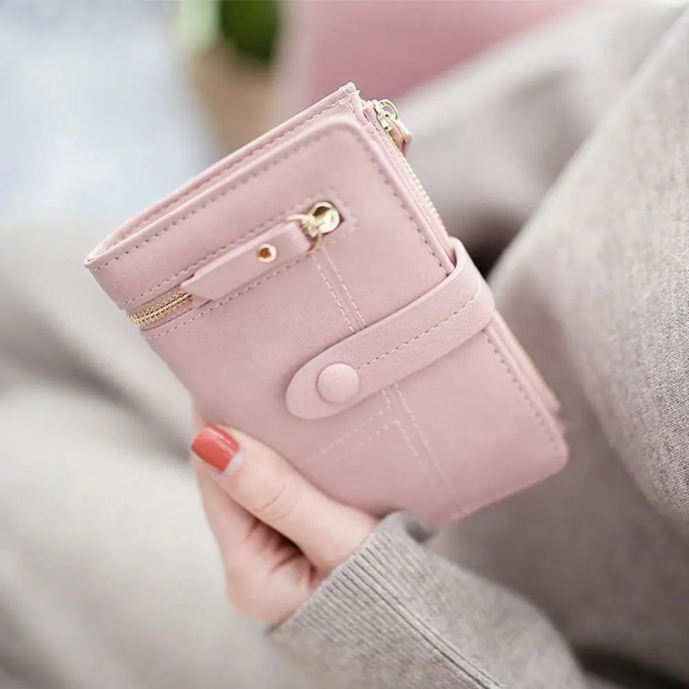 

Classic Folding Short Women Wallets Multi-card Slot Solid Color Women Card Bag PU Leather Waterproof PU Leather Coin Purse Girl