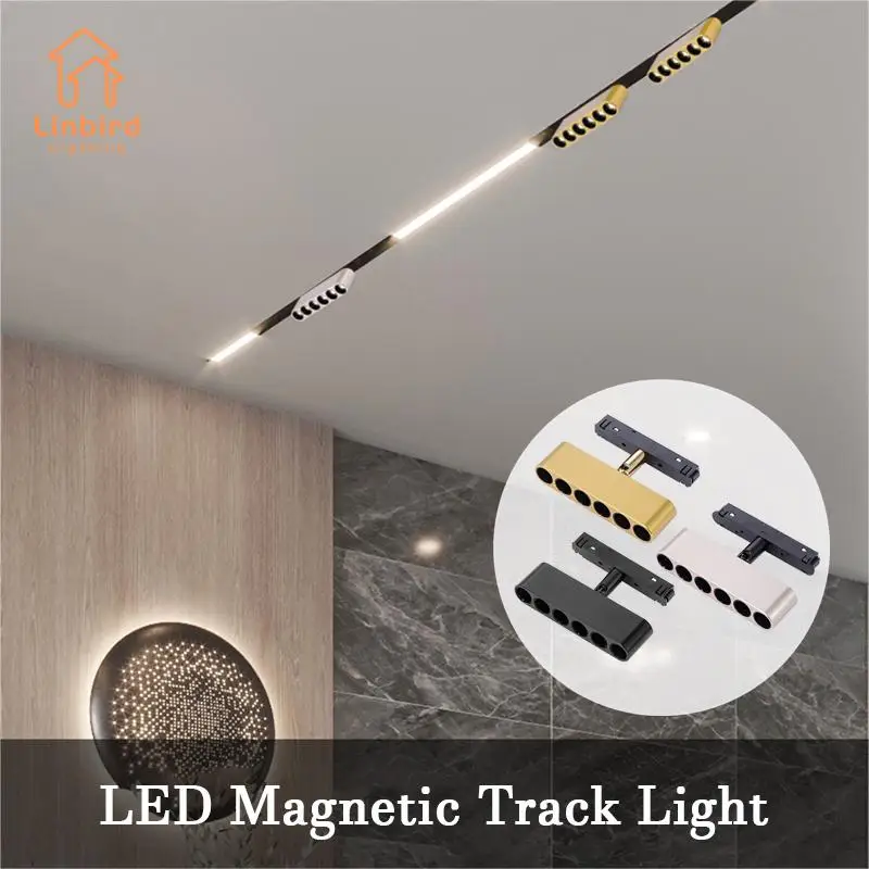 Magnetic Track Lights Design LED Lamp Ceiling System Modern Indoor Lighting DC 48V Rail Floodlight for Living Room Bedroom