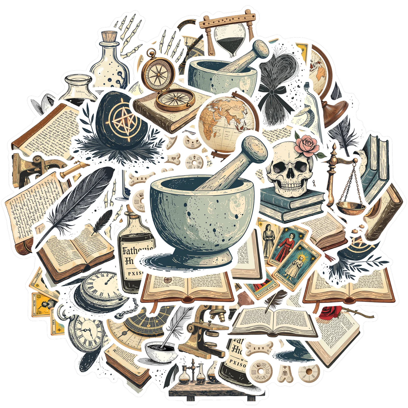 35pcs Mystical  Stickers Retro Astronomy Antique Stickers Mystery Stickers For Notebook Luggage Mobile Phone Cup DIY DIY