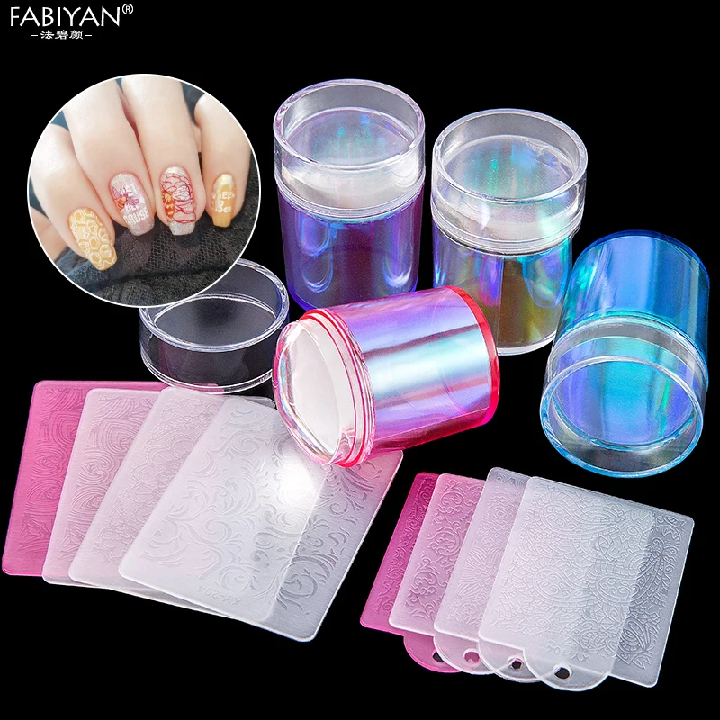 Silicone Aurora Nail Stamper Mold Jelly French Transfer Scraper Set Removable Stamping Plate Tools Manicure Accessories