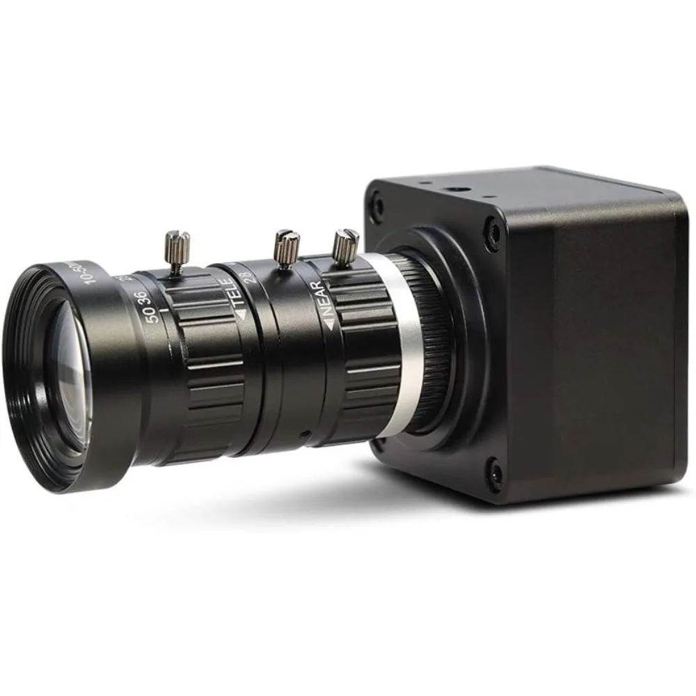 

USB Webcam with C-Mount 10-50mm Telephoto Zoom Manual Lens 4K30fps UVC Camera Free Drive Compatible Windows Mac