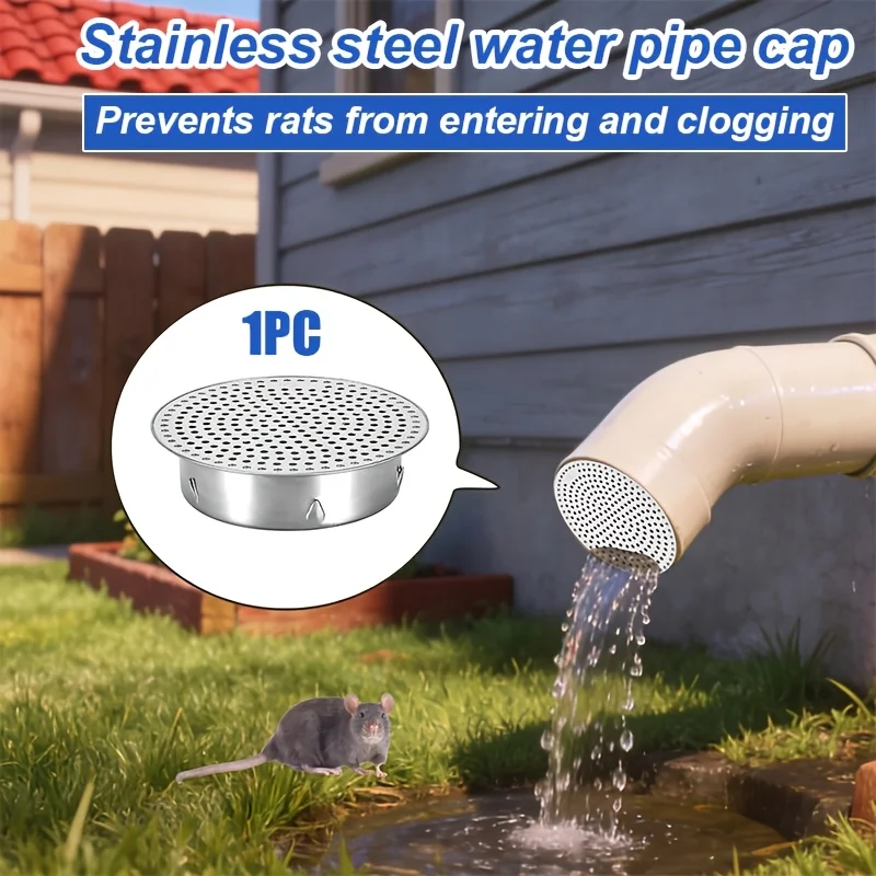 Outdoor Drainage Pipe Cover, Garage Floor Drain Cover, Suitable for Courtyard Pipes, Rooftop Balconies, Prevents Mice from Enter