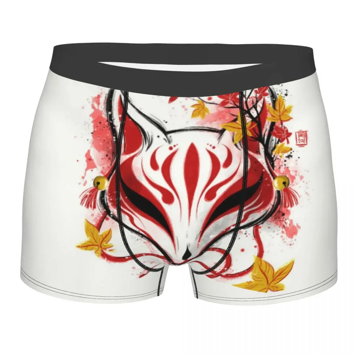 Male Funny Autumn Kitsune Demon Fox Drawing Underwear Boxer Briefs Soft Shorts Panties Underpants