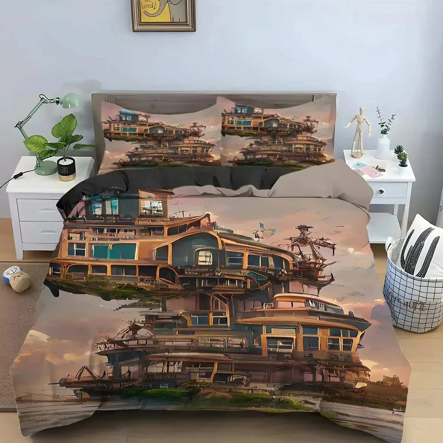 

Sailboat Duvet Cover Set Nautical Bedding Set Sailing Ship Comforter Cover Wooden Boat Pirate Yacht Adventure Theme Quilt Cover0