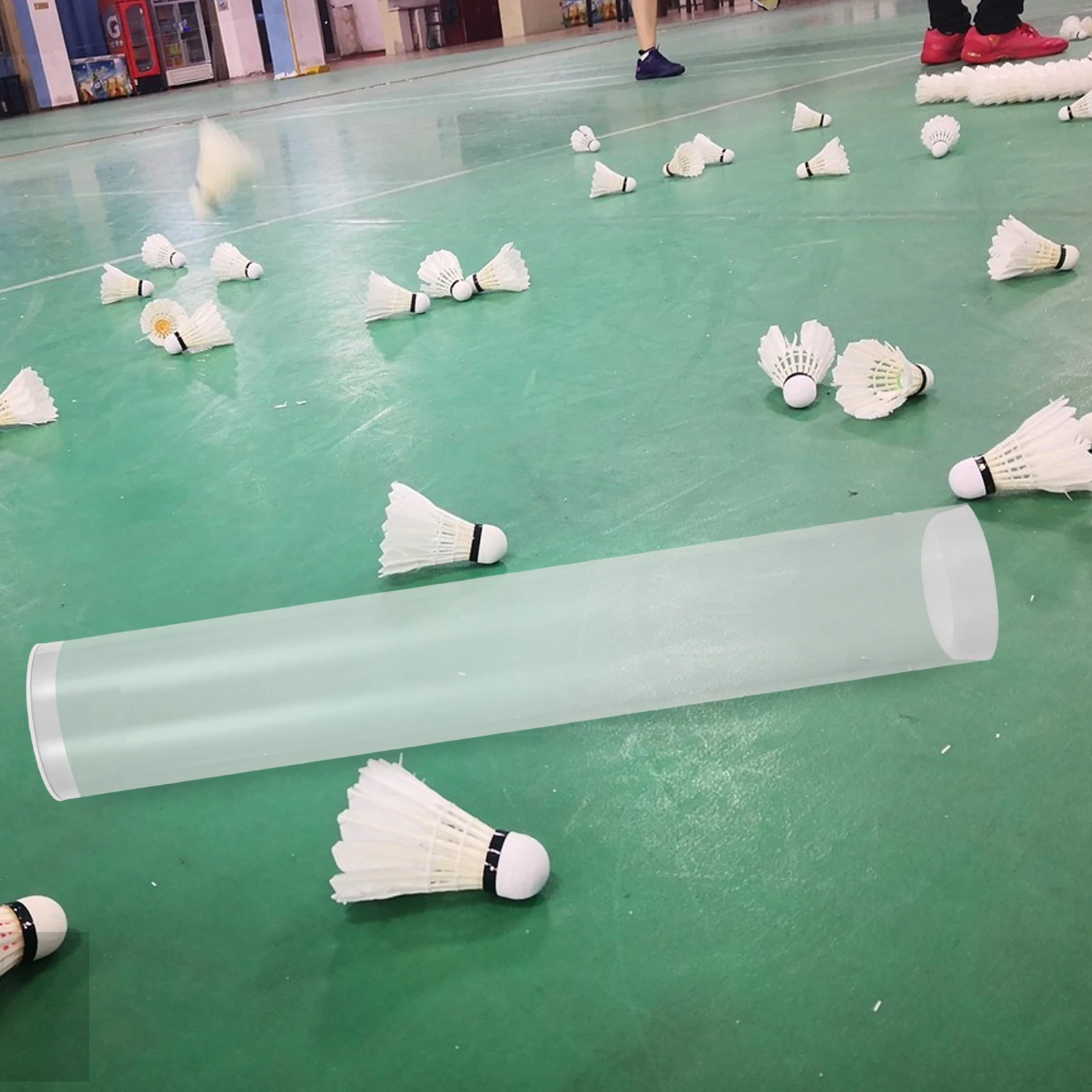 دلو حامل كرة الريشة، حل تخزين متعدد الاستخدامات، تصميم واضح، سهل الحمل للمكان الريشة الرياضية في المنزل