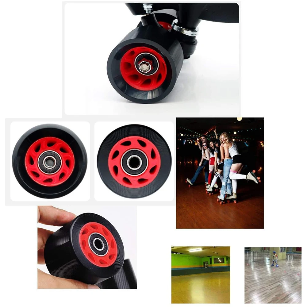 Premium 4 Stuks Indoor Rolschaats Wielen 95A Met Lagers 58Mmx39mm PU Slijtvaste Quad Rolschaats wielen Met 1 Sleutel