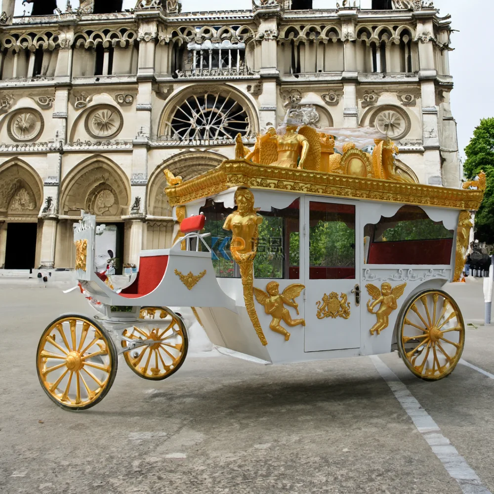 European Style Luxury 4 Wheeled Electric Royal Horse Drawn Carriage Special Transportation for Sale