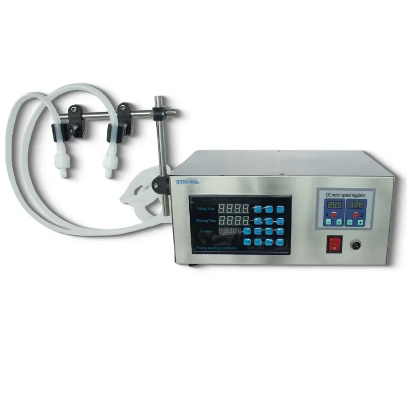 GFK-280 Mesin Pengisi Kecil Air Murni Minuman Cairan Listrik Portabel Komersial 5Ml-2000Ml Mesin Pengisi Cairan Kepala Ganda