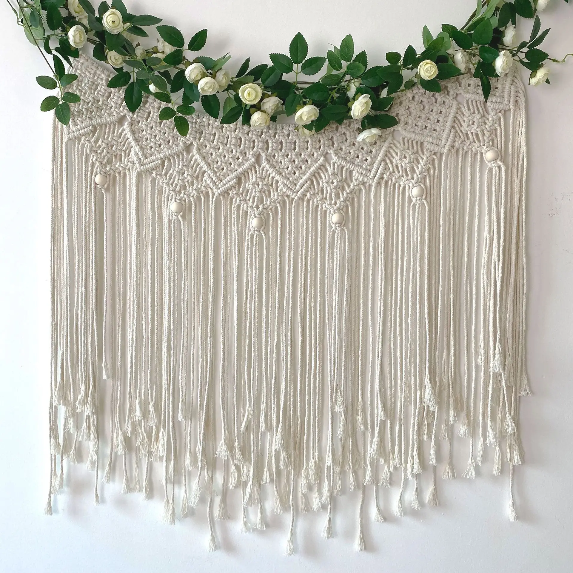 Nordic Hand-woven Cotton Rope Tapestry, Bohemian Home Wall Decoration, Wedding Background Decoration, Wall Decoration view 4