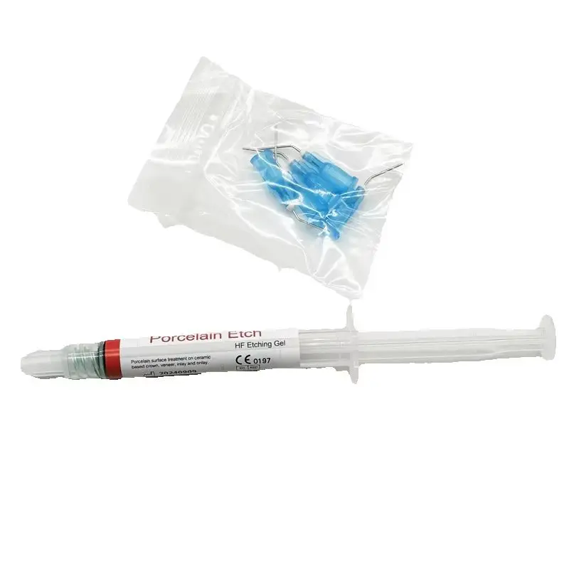 Grabación de ácido hidrofluorico DX. Porcelana aprobada por la CE, contenido de gel de grabado de porcelana, ácido hidrofluorrico 9,5% 2,5 ml/seringa