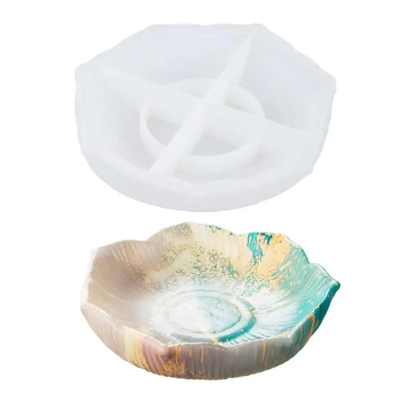 A52E Flower Shaped Storage Tray Mold Epoxy Mould for Handmade Decoration and Gift Making Projects Display Dish Accessories