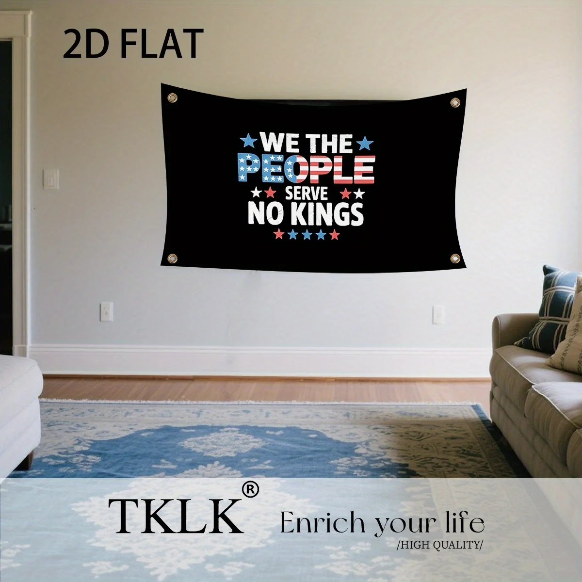 1pc We The People Serve No King In America Flag Banner