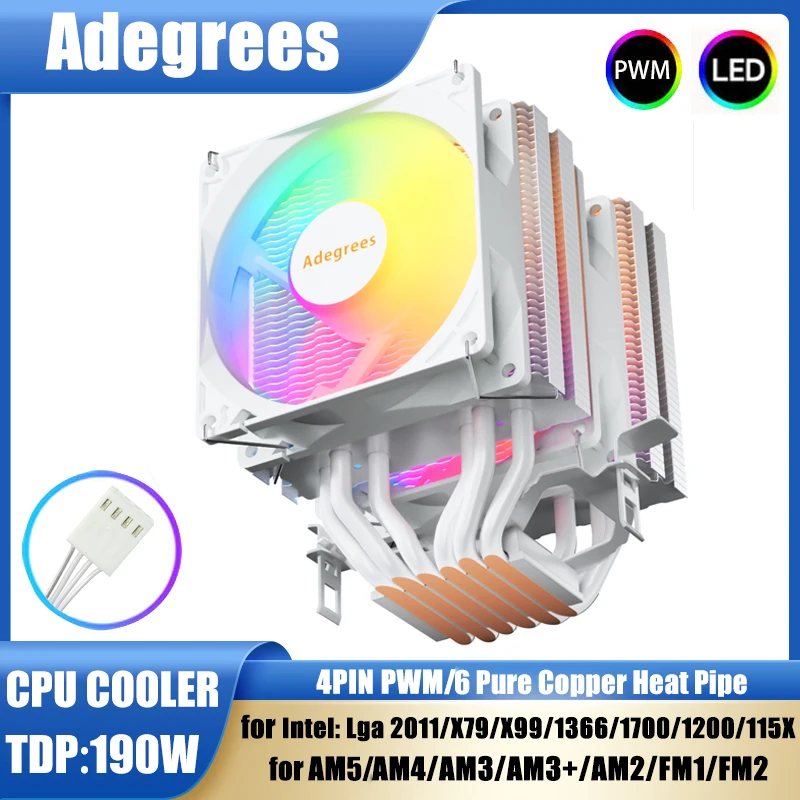 6 rur cieplnych Chłodnica procesora 4Pin PWM PC Procesor Tower Cooler dla Intel LGA 1700 1200 1150 1151 1155 2011 X79 X99 1366 AM5 AM4