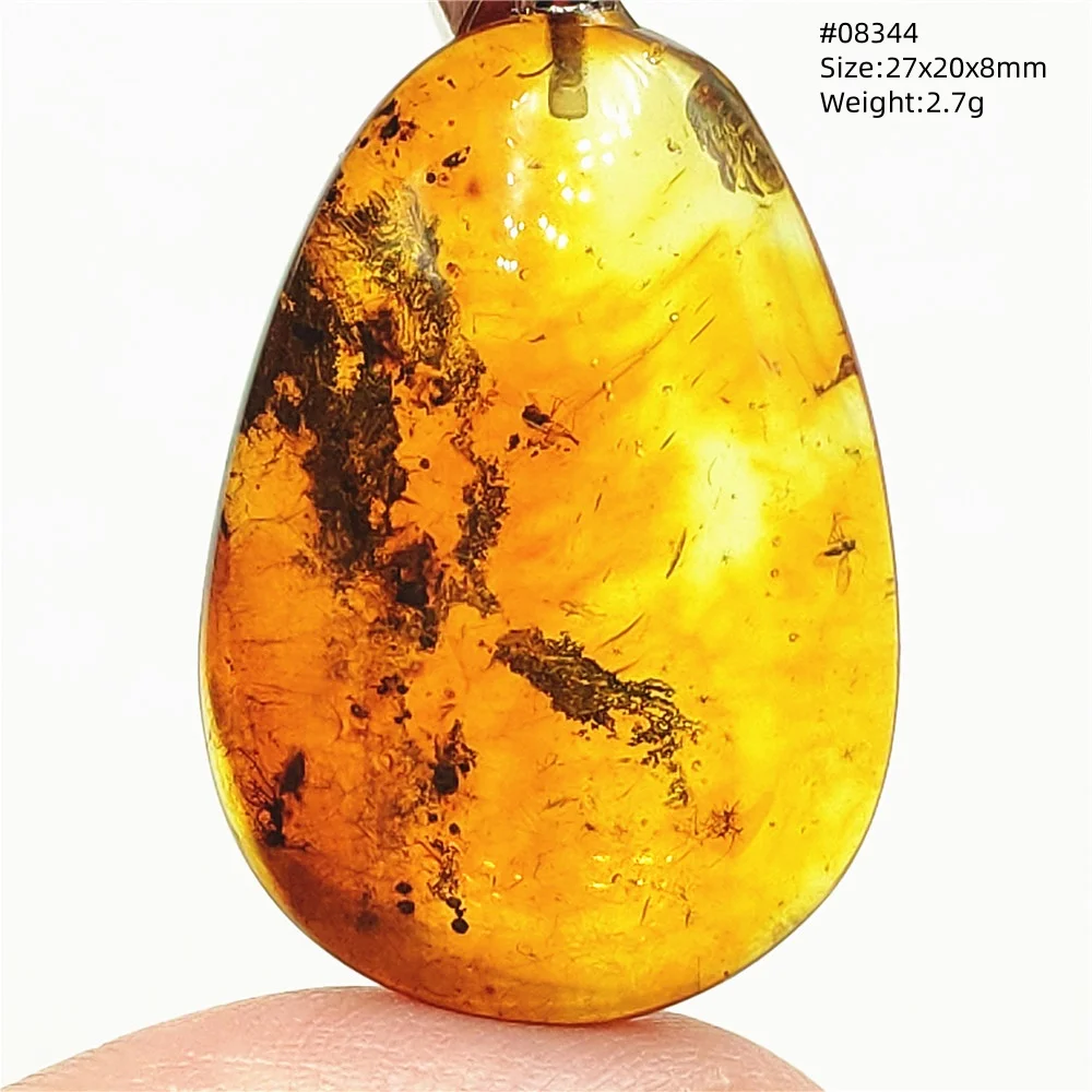 Natural Piebald Amber Pendant Yellow Amber 36x23x14mm Gemstone Pendant Necklace Jewelry AAAAA
