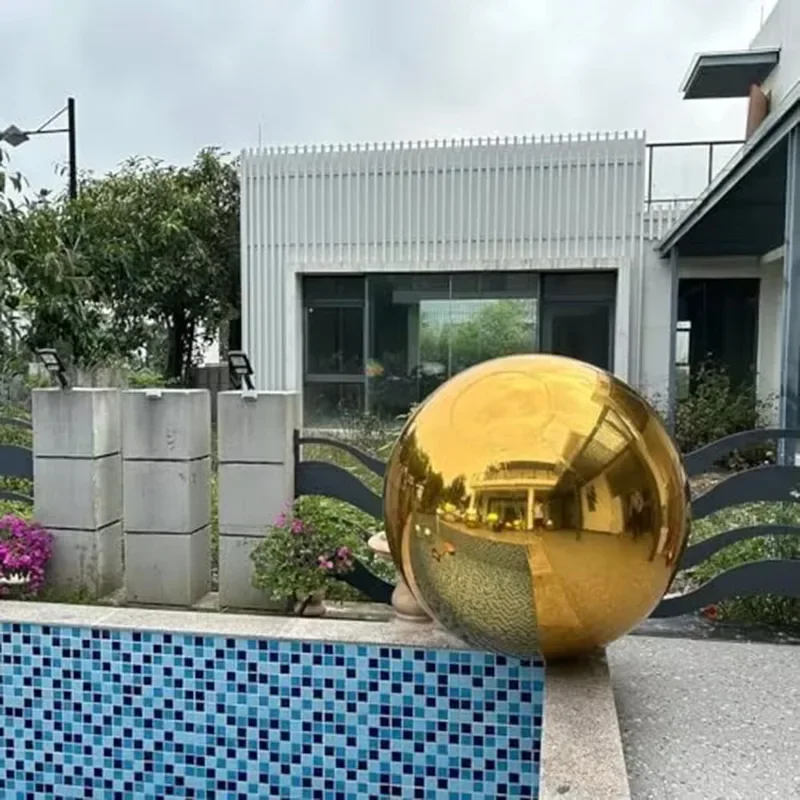 Gold Inflatable Mirror Ball Double Layer Inflatable Mirror บอลลูน Airtight ยักษ์ PVC ปิดผนึกทรงกลมสําหรับกิจกรรมตกแต่งเวที