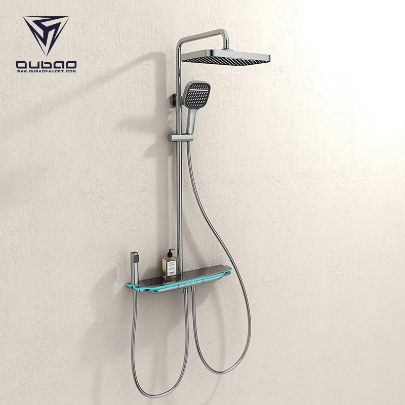 サーモスタット制御ピアノシャワーシステム スマートデジタル壁掛けシャワーヘッド バスルームシャワーセット