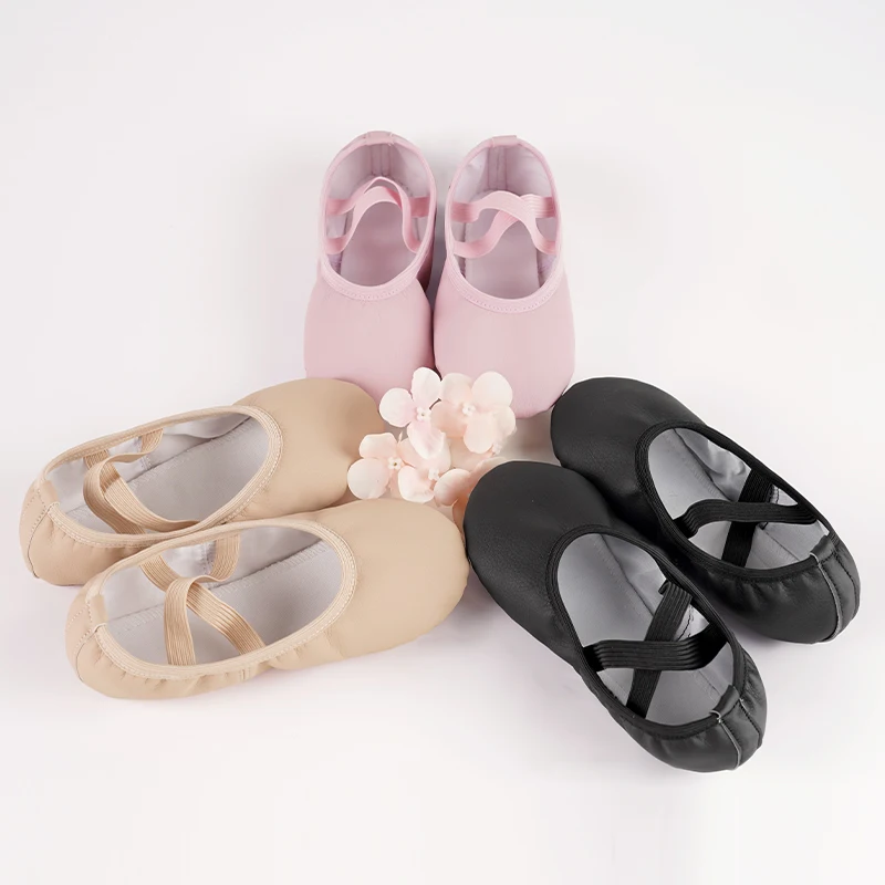 PU Ballet Shoes for Toddler Girls Children Dance Shoe Leather Ballet Flats Kids Soft Sole Gymnastics Shoes Dancing Slippers