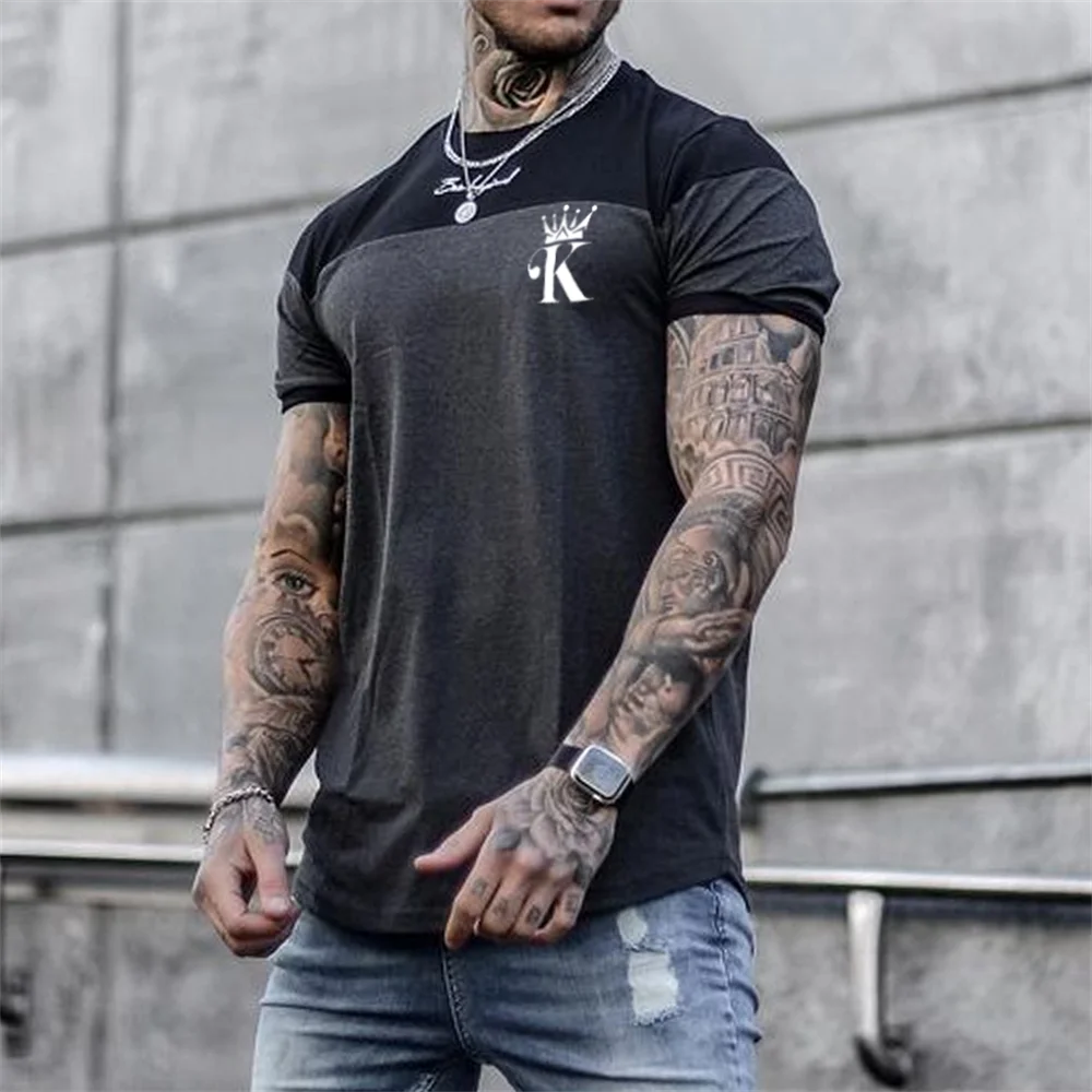 Men\'s T-shirt Stripes T Shirt Summer 3D Poker Printed Short Sleeve Vinatge Tops Fashion Street Hip Hop Tees Shirt Men Clothing