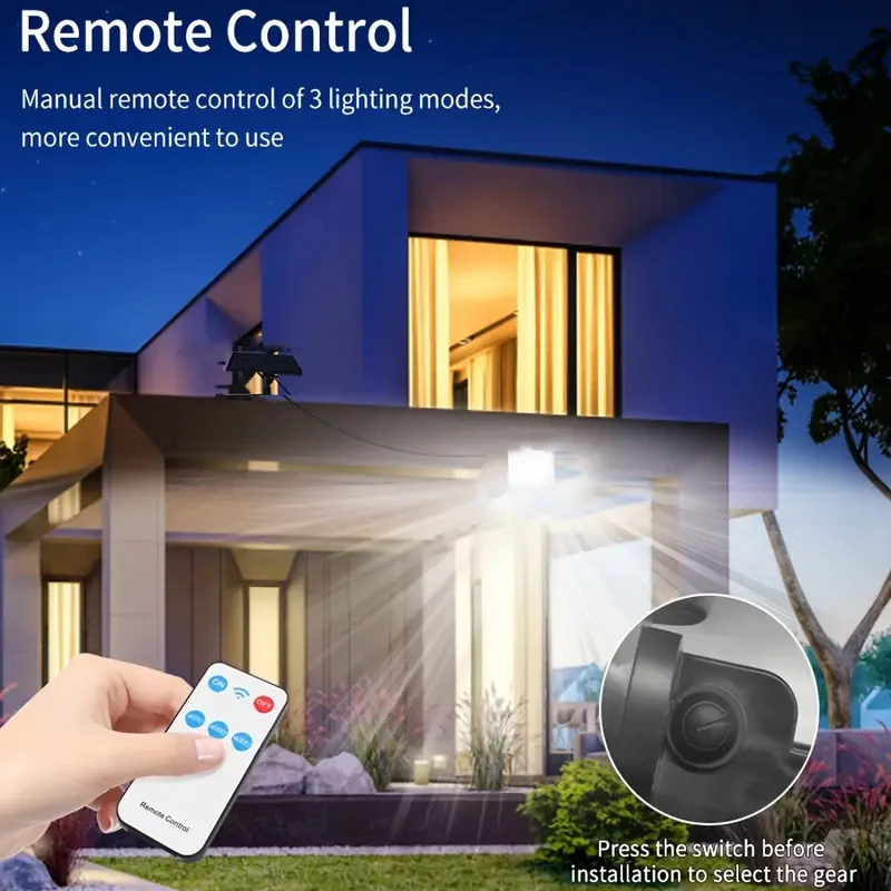 2 Stück 234LED Solar-Wandleuchte IP65 Wasserdicht Bewegungssensor Flutlicht Außen Split Sicherheitsbeleuchtung Lampe für Terrasse, Hof, Garage – Detail 24