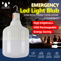 1/2/3/4/5pcs USB Rechargeable LED Emergency Lights Outdoor Portable Lanterns Hanging Camping Energy Saving Bulb for Garden Tent