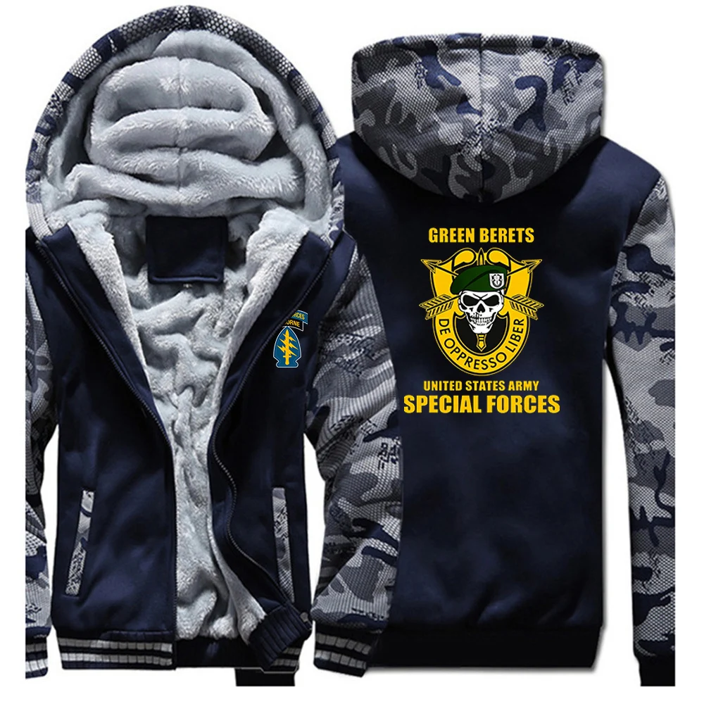 Special Forces Group Airborne Military Logo Print 2026 Autumn Winter Men's New Hoodies Warm Thicken Fleece Fashion Sweatshirts