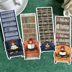 30Pcs Cartoon Girl Reading Series Simple Handheld Art Creative Material Ins Reading Paper Bookmark DIY Bookmarks