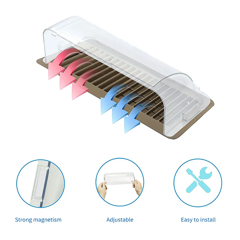 

1PCS Transparent Plastic Magnetic Air Deflector Adjustable Suitable For Floor Vents，Side Walls