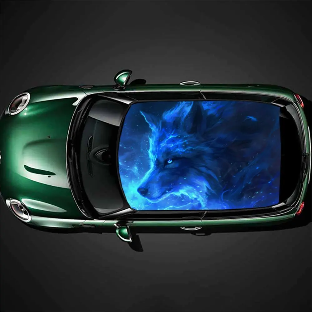 

Blue light flashing lone wolf phantom pattern car vinyl wraps, vinyl car roof graphics, gorgeous vinyl graphics car stickers